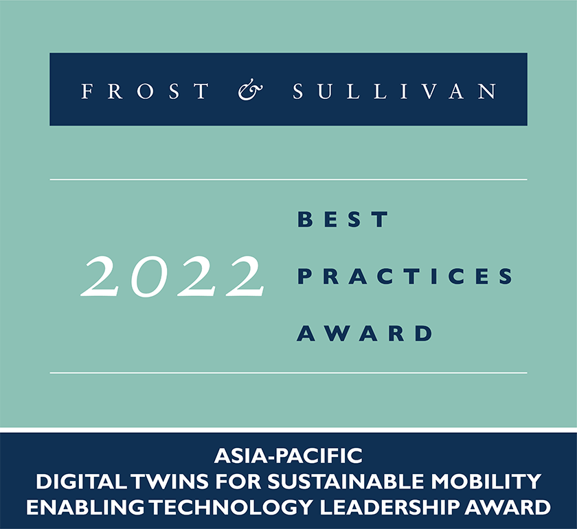 Frost & Sullivan 2022 best practices award asia-pacific digital twins for sustainable mobility enabling technology leadership award